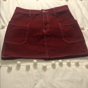 Burgundy denim skirt